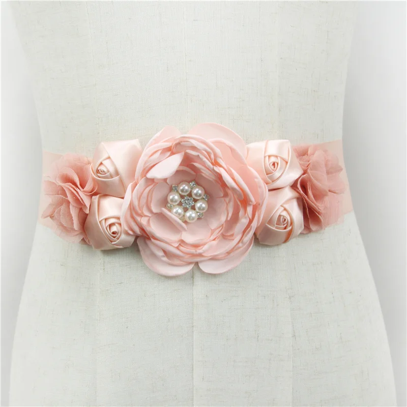 Top Trends: 78.74in PInk Black White Pearl Flowers Wedding Belts Satin Rose Wedding Dress Belt Wedding Accessories Bridal Ribbon Sash Belt Shoppable Styles