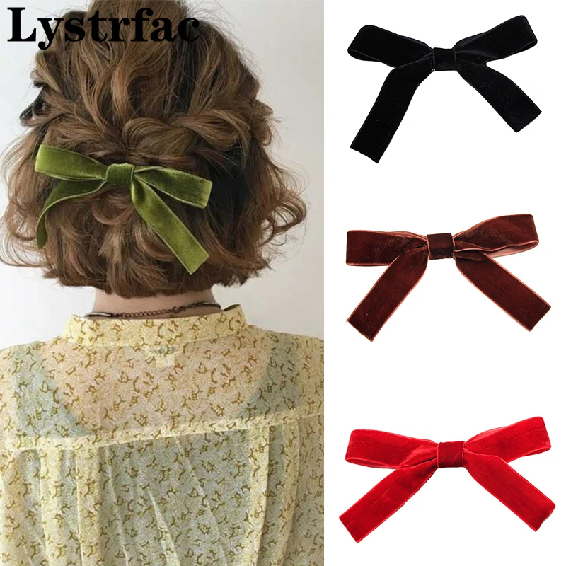 Top Trends: Lystrfac Fashion Velvet Bow Hairpin Women Girls Black Red Hairclip Headdress Bang Bow Hairgrips Back Head Retro Hair Accessories Shoppable Styles