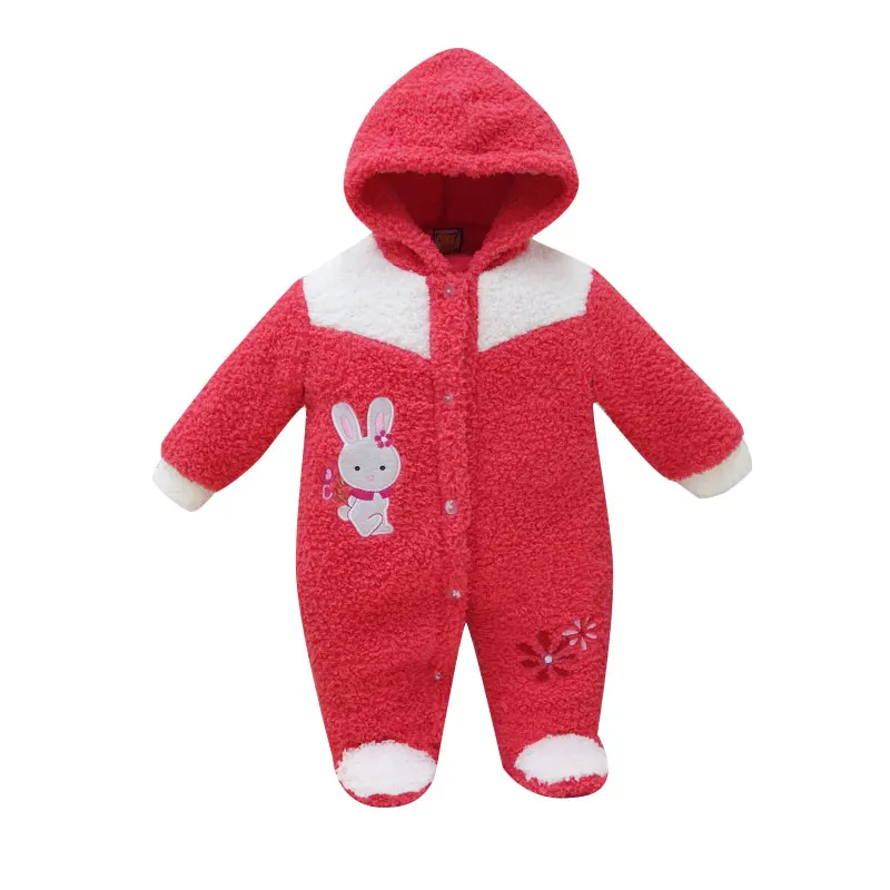 Top Trends: Long Sleeve Baby Overalls Warm Coral Fleece One Piece Button Romper For Boys And Girls Kids Hoodie Suits Shoppable Styles