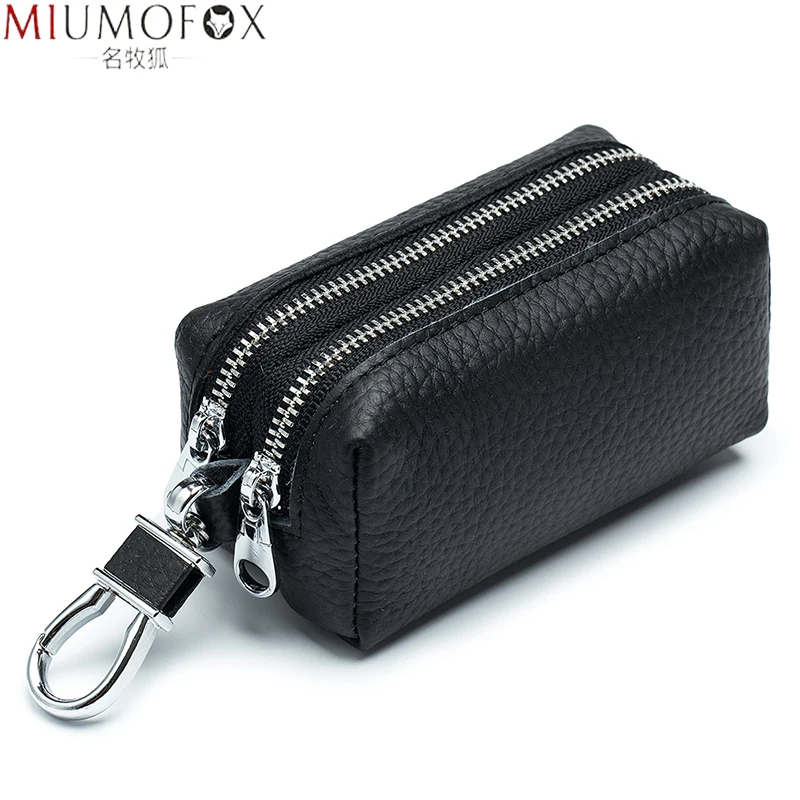 Top Trends: Made Of Genuine Leather Car Key Wallets Fashion Key Holder Housekeeper Keys Organizer Double Zipper Keychain Case Key Coin Pouch Shoppable Styles