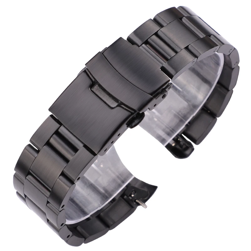 Top Trends: Stainless Steel Watchband Bracelet 20mm 22mm Men Metal Brushed Curved End Watch Band Strap Clocks Accessories Shoppable Styles