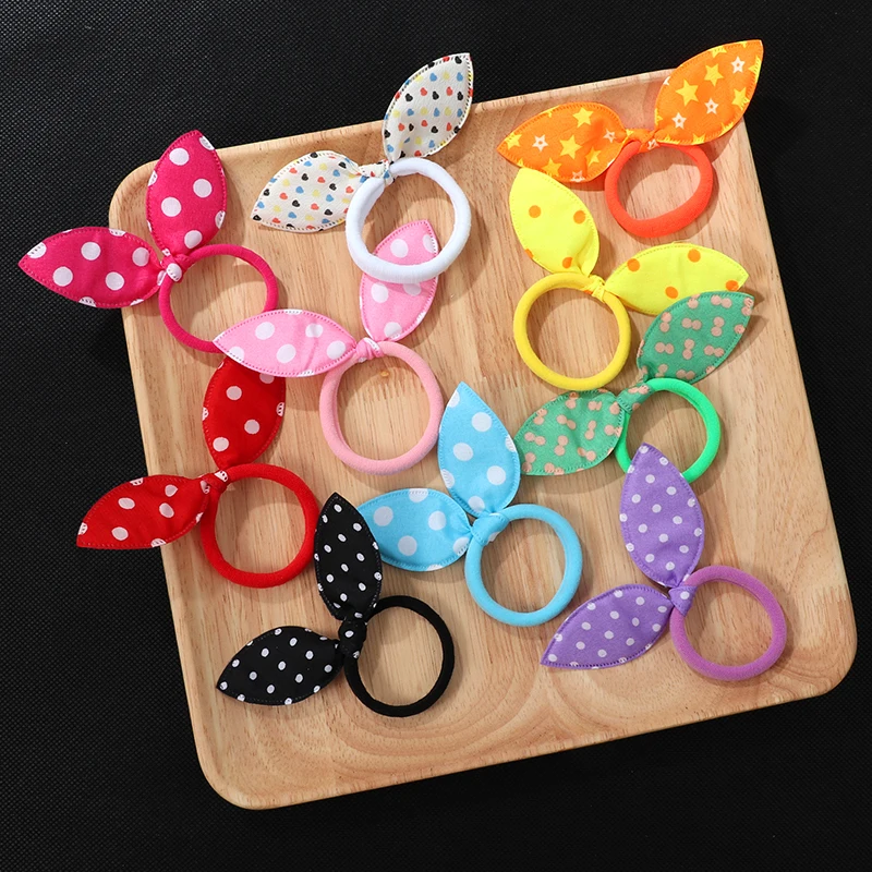 Top Trends: 10Pcs Cute Rabbit Ear Hair Ring Girl Rubber Band Elastic Hair Bands Baby Headwear Korean Children Hair Accessories Ornaments Shoppable Styles