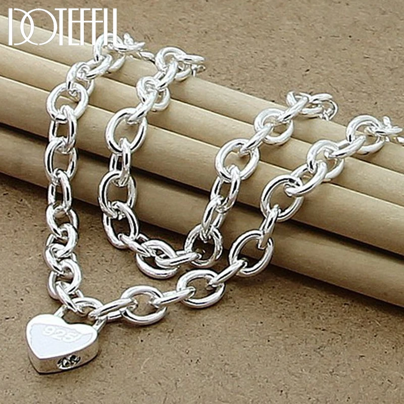 Top Trends: DOTEFFIL 925 Sterling Silver Heart Lock Pendant Necklace 18 Inch Chain For Women Wedding Engagement Fashion Jewelry Shoppable Styles