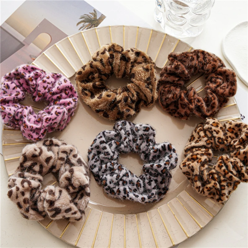 Top Trends: Retro Autumn Winter Leopard Print Scrunchies Hair Ties Coffee Pink Grey Rubber Band Exaggerated Hair Accessories For Women Girls Shoppable Styles