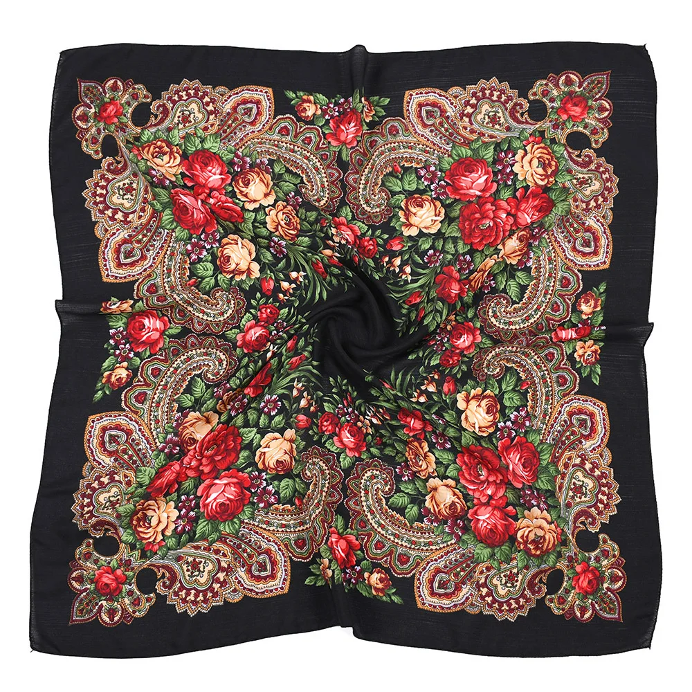 Top Trends: Russian Retro Floral Scarf Ethnic Style Small Square Head Scarves Handkerchief Ladies Headband Scarf Bandana Hair Wraps Shoppable Styles