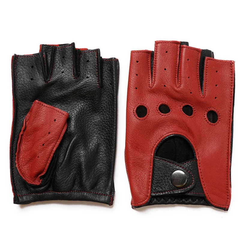 Top Trends: New Arrival Spring Men's Leather Gloves Driving Unlined 100% Goatskin Half Finger Gloves Fingerless Gym Fitness Gloves Shoppable Styles - Image 3