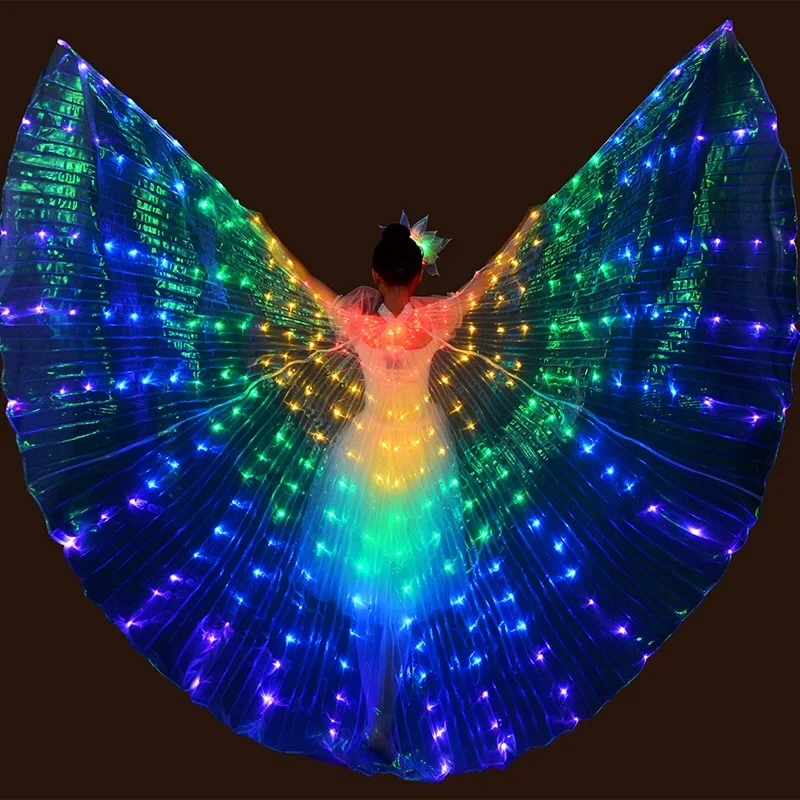 Top Trends: LED Dance Wings Butterfly Glow Dance Halloween Color Fluorescent Show Christmas Belly Dance Wings Shoppable Styles