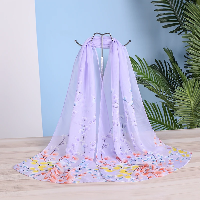 Top Trends: Tulip Flower Chiffon Scarf Women Summer Simulatio Silk Scarves Flower Shawls And Wraps Foulard Print Hijab Stoles Wholesale Shoppable Styles