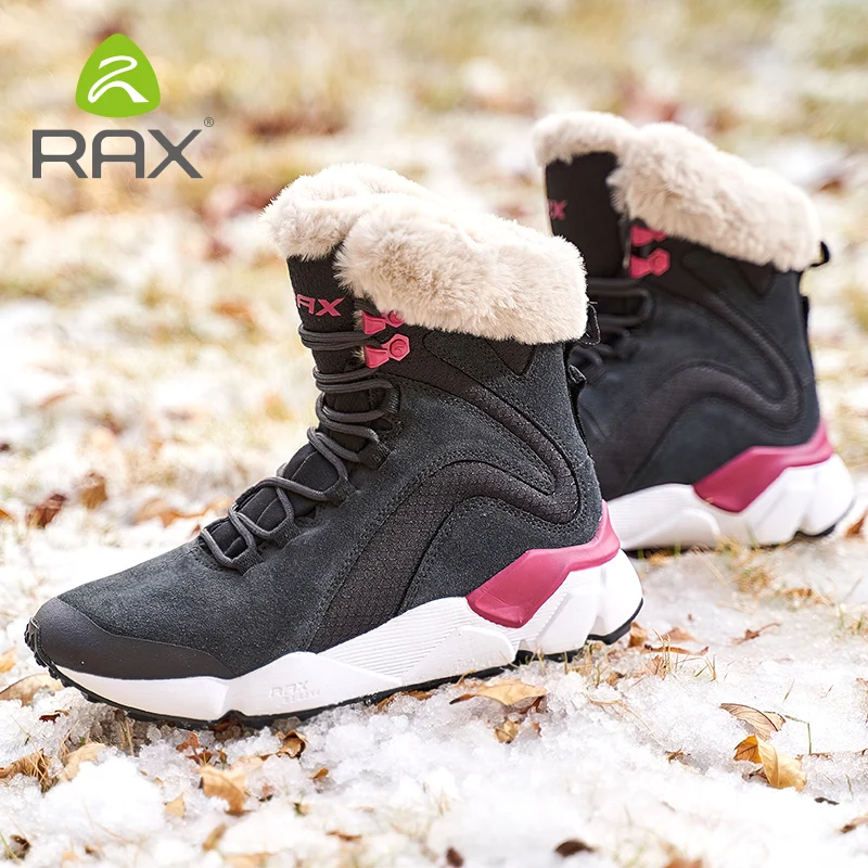 Top Trends: RAX Leather Boots Winter With Fur Super Warm Snow Boots Winter Work Casual Shoes Sneakers High Top Rubber Ankle Boots Female Shoppable Styles