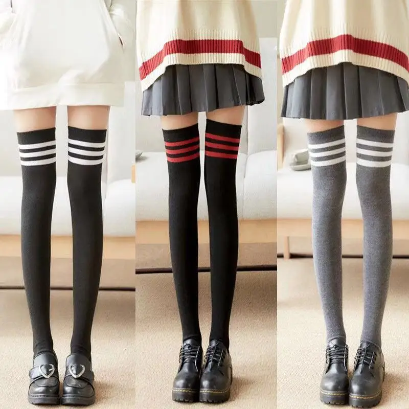 Top Trends: NEW HOT Anime JK Cosplay Stocking Dance Socks Girl Fashion Sexy Black White Striped Long Socks Women Thigh High Knee Sock Gift Shoppable Styles