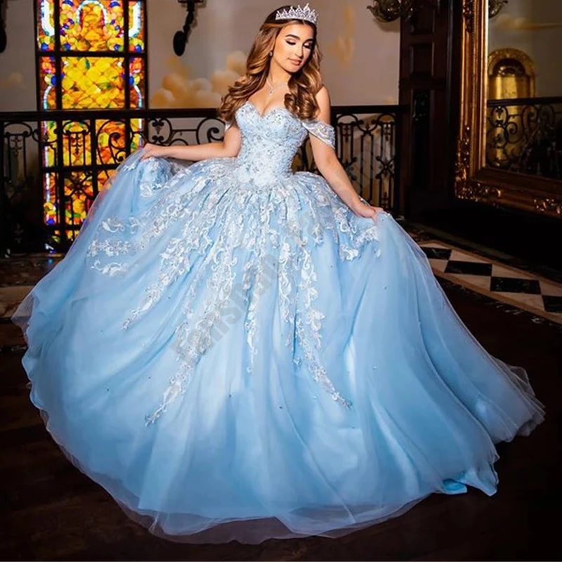 Top Trends: Fanshao Wd418 Quinceanera Dress Off The Shoulder Sleeveless For 15 Girls Ball Gown Appliques Beads Formal Prom Vestido Shoppable Styles