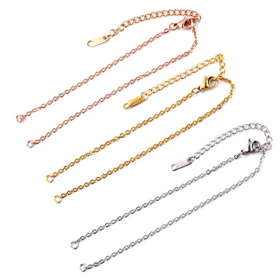 Top Trends: 5pcs / lot Stainless Steel Width 2mm Adjustable Cuba Chain For Jewelry Making DIY Connector Charm Pendants Bracelets Anklet Shoppable Styles