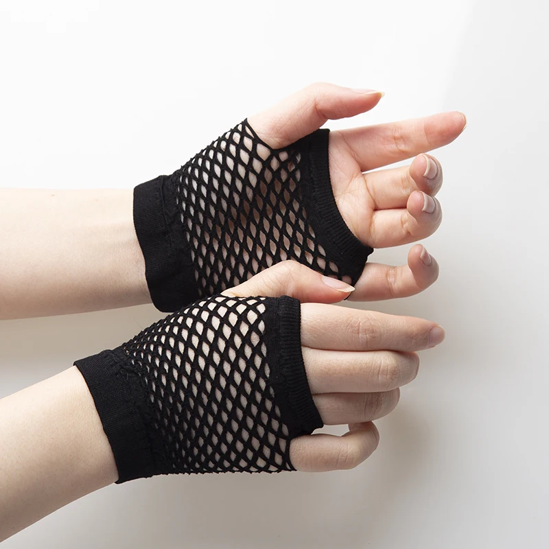 Top Trends: 1 Pair Black Girl Womens Short Fishnet Net Gloves Fingerless Mesh Gloves Punk Rock Fancy Night Club Party Sexy Fashion Gloves Shoppable Styles