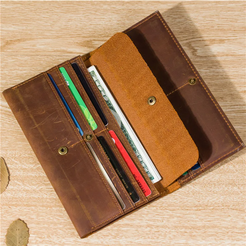 Top Trends: Vintage Cow Genuine Leather Men Long Wallet Real Leather Man Card Holder Purse Business Multi-card First Layer Leather Wallets Shoppable Styles