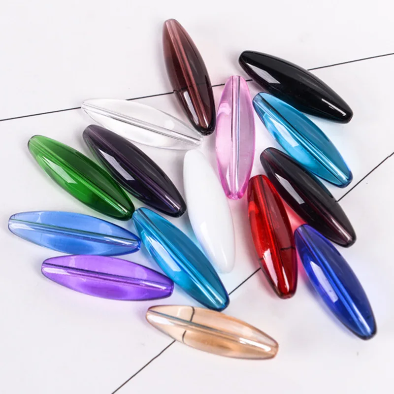 Top Trends: 5pcs Long Oval Tube Shape 40mm X 12mm Glossy Crystal Glass Loose Beads For Jewelry Making DIY Crafts Findings Shoppable Styles