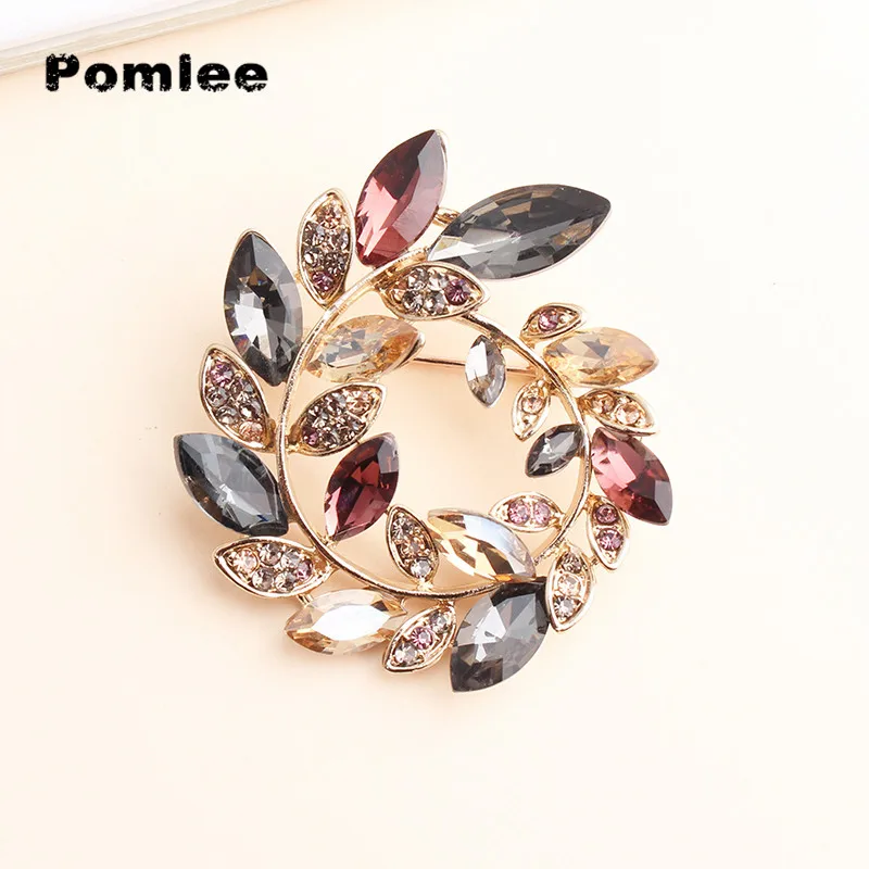 Top Trends: Pomlee Rhinestone Crystal Olives Brooches Unisex Women And Men Brooch Pin Collar Jewelry Suit Coat T-shirt Dress Accessories Shoppable Styles