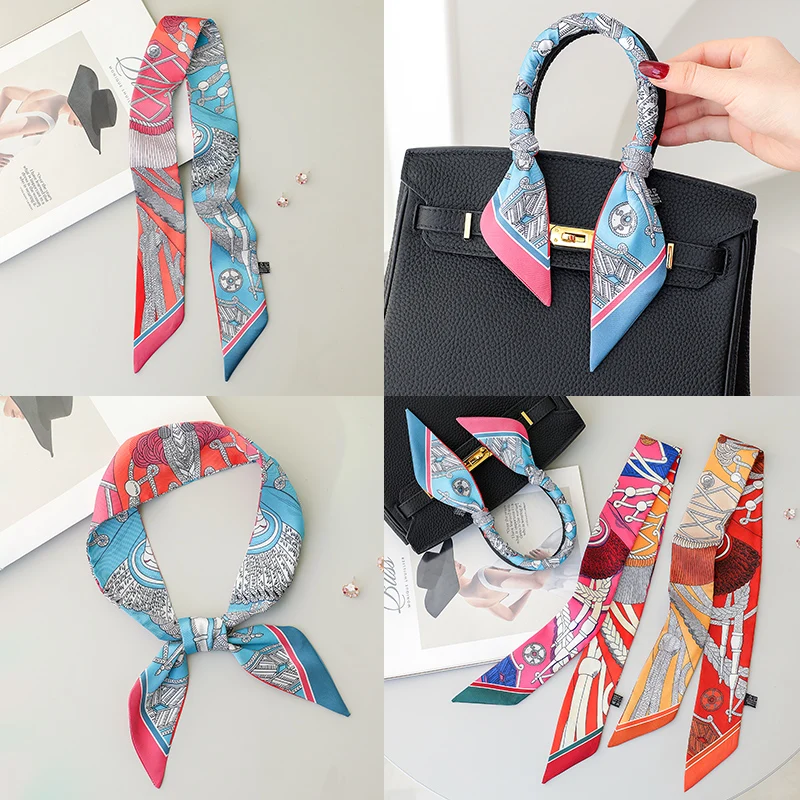 Top Trends: Brand Bag Scarf Women Luxury Ladies Headband Headdress Matching Accessories Long Design Shirt Tie With Headscarf Girl Shoppable Styles