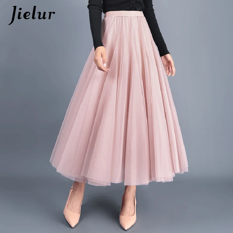 Top Trends: Jielur Skirts Womens Autumn 3 Layers Princess Tulle Mesh Pleated Skirt Saia Female Jupe Summer Tutu Skirts Faldas Mujer Moda Shoppable Styles