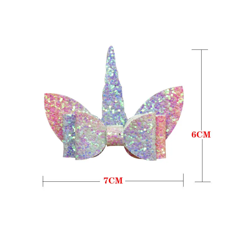 Top Trends: 1PCS Lovely Unicorn Leather Glitter 2.8 Inch Bow Elastic Hair Bands Hairpins Dance Party Korean Hair Accessories For Baby Girl Shoppable Styles - Image 3