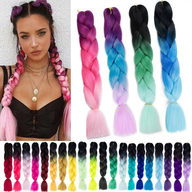 Top Trends: Black Star Jumbo Braiding Hair Long 24 Inch Hair Extensions 100g / Pcs Ombre Synthetic Braids Hair Twist Braiding Hair For Women Shoppable Styles