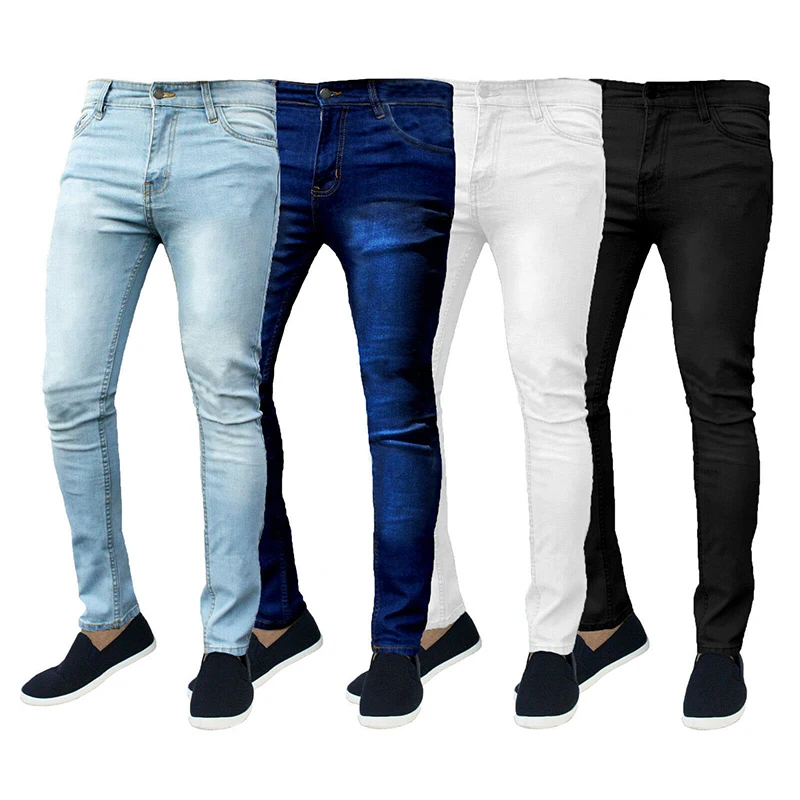 Top Trends: 2022 Hot Sale Fashion Skinny Stretch Men's Jeans Thin Fit Sexy Denim Pants Classic Washing Solid Smart Jeans For Men Shoppable Styles