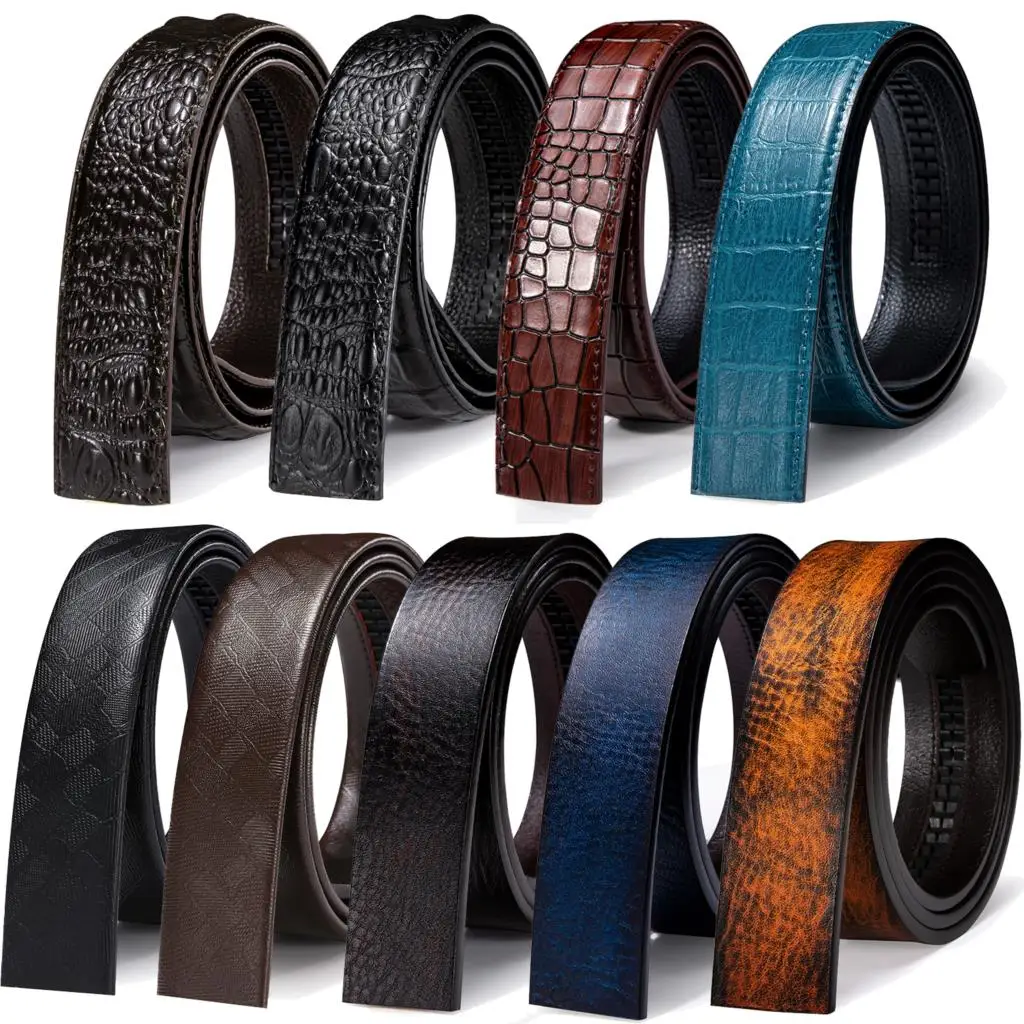 Top Trends: 3.5cm Width Mens Replacement Ratchet Belts For Automatic Buckles Black Blue Brown Red White Green Orange Leather Slide Men Belt Shoppable Styles