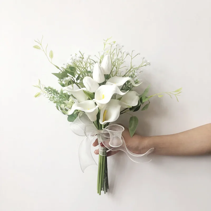 Top Trends: New Cheap Bridesmaid Bouquet Calla Lilies White Tulip Wedding Flowers Bunch Real Touch Bouquet De Mariage Shoppable Styles