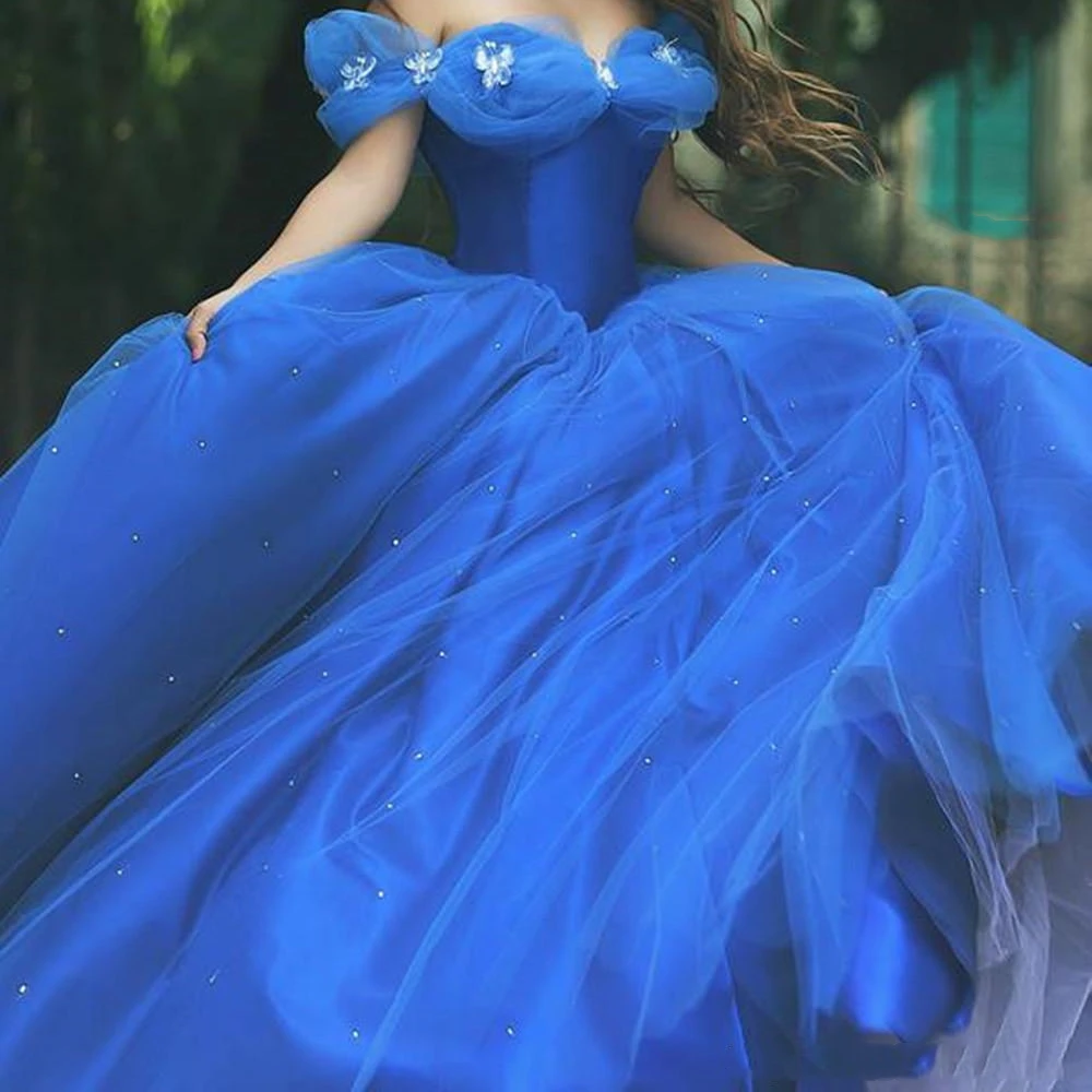 Top Trends: Royal Blue Organza Ball Gown Cinderella Quinceanera Dresses Beaded Floor Length Sweet 16 Years Pageant Prom Gowns QD66 Shoppable Styles