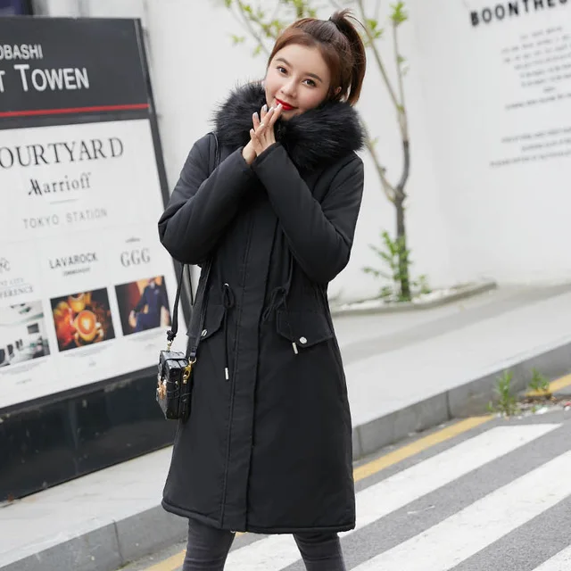 Top Trends: Winter Parkas Jacket 2019 Winter Women's Jacket Fashion Hooded Fur Collar Thick Warm Long Winter Coats -30 Degree Snow Jackets Shoppable Styles - Image 2