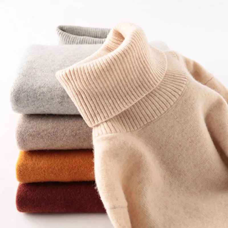 Top Trends: Knitwears Sweater Women Turtleneck Sweater 100% Pure Merino Wool Autumn Winter Warm Soft Knitted Pullover Female Jumper Tops Y2k Shoppable Styles