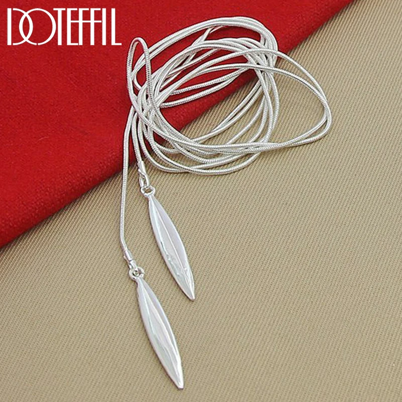 Top Trends: DOTEFFIL 925 Sterling Silver Double Leaf Snake Chain Necklace For Women Wedding Engagement Party Jewelry Shoppable Styles