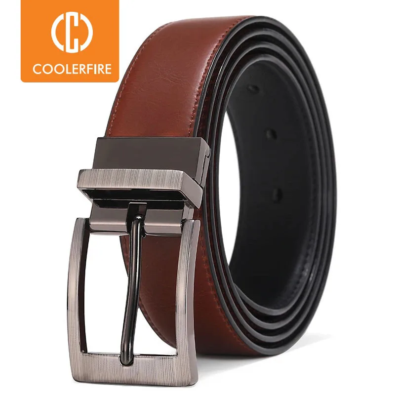 Top Trends: Men Belts Reversible Buckle Leather Brand Luxury Business Fashion Belts For Men Two Sides Color Black Brown StrapHQ117 Shoppable Styles