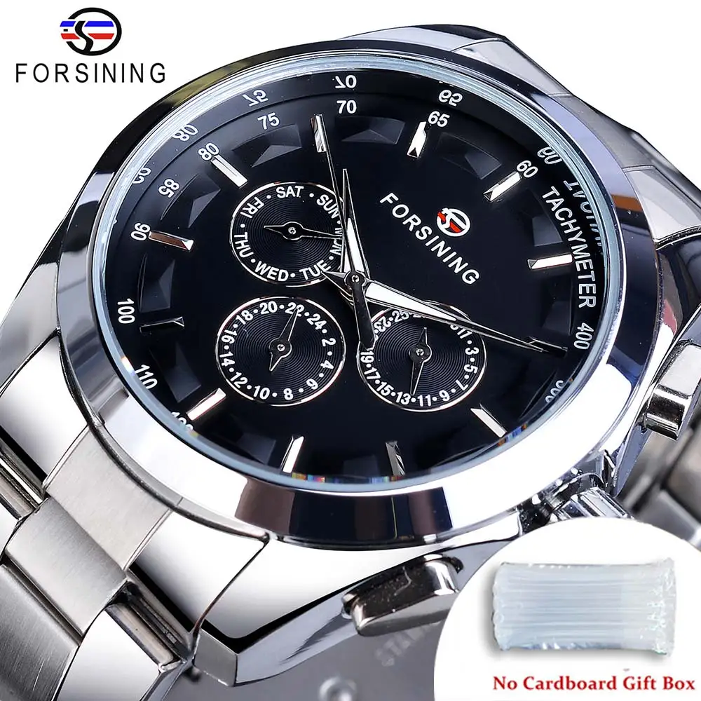 Top Trends: Forsining Business Style Automatic Watch Men Black Dial Mechanical Wristwatch With Calendar Luminou Pointers Free Ship To Brazil Shoppable Styles