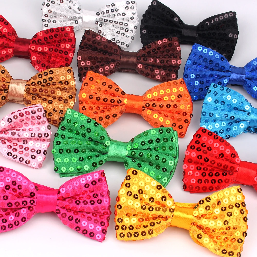 Top Trends: Fashion Bow Tie For Men Women Classic Sequins Bowtie For Wedding Party Bowknot Adult Mens Bowties Cravats Yellow Tie Shoppable Styles