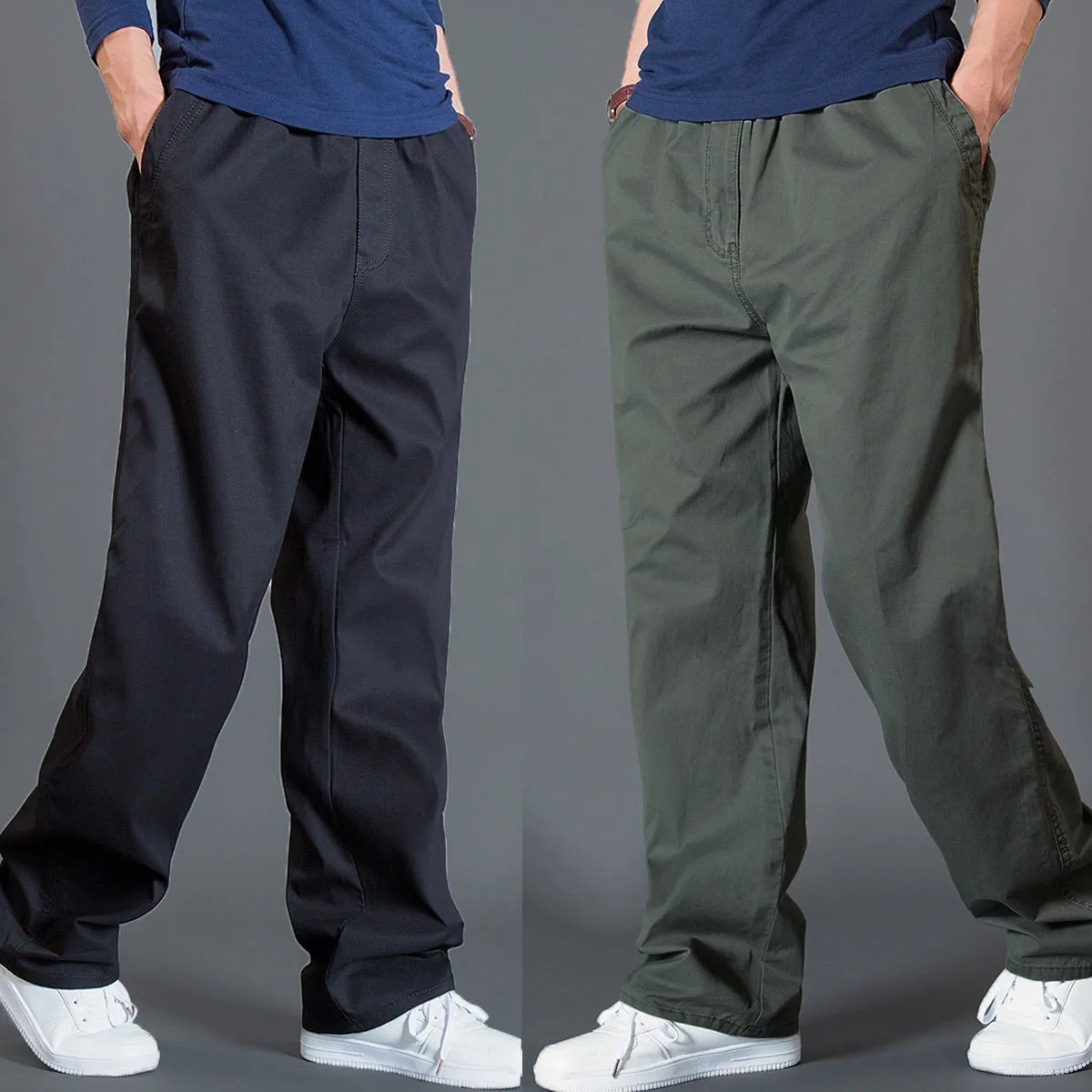 Top Trends: Men's Spring Autumn New Overalls Work Pants Plain Large Size Cotton Casual Pants Jogging Clothing Summer Sports Trousers Shoppable Styles