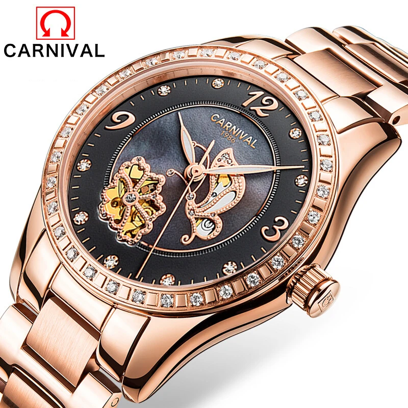 Top Trends: Relogio Feminino CARNIVAL Brand Luxury Women Mechanical Watch Ladies Fashion Waterproof Sapphire Automatic Wristwatch Girl Clock Shoppable Styles