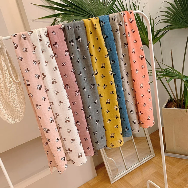 Top Trends: Children's Scarf Mickey Pattern Cotton And Linen Autumn Winter Baby Warm Scarf Girl's Accesories Women's Silk Scarf Shoppable Styles