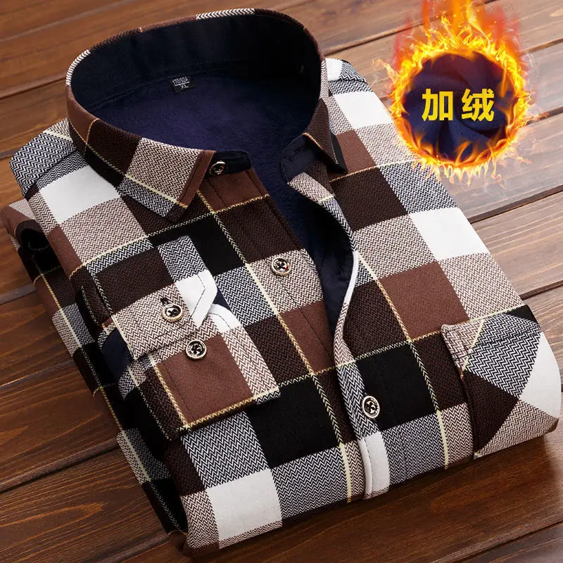 Top Trends: Men Fleece Shirt 2023 Autumn Winter Male Long Sleeve Plaid Shirt Thick Fleece Lined Soft Casual Flannel Warm Dress Shirt L-5XL Shoppable Styles