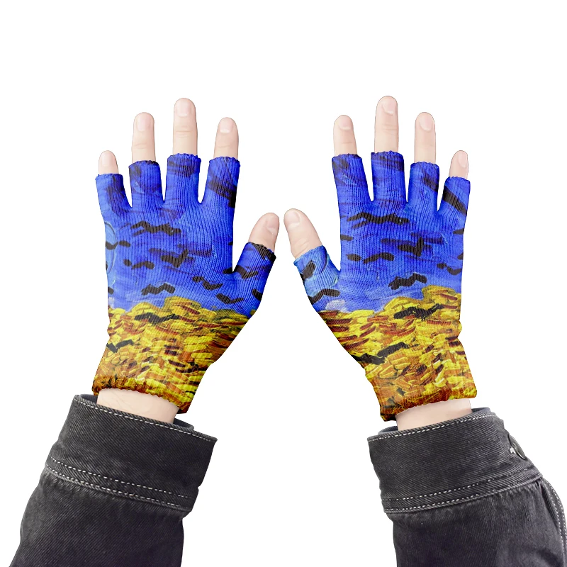 Top Trends: Art Knitting Gloves For Adult Half Finger Gloves Human Van Gogh Oil Painting Print CyclingTouch Screen Non-slip Wrist Gloves Shoppable Styles