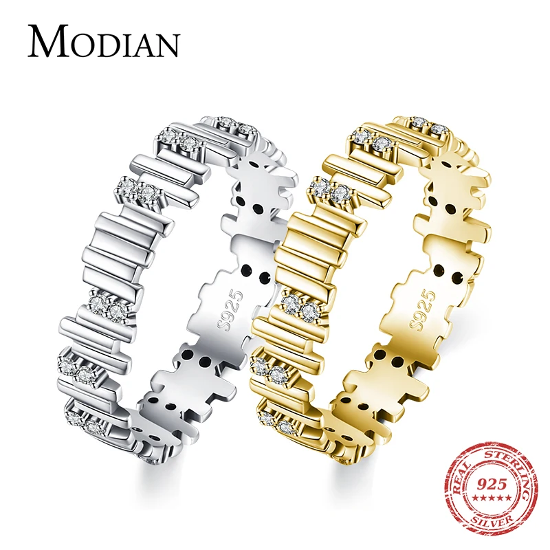 Top Trends: Modian Silver Rings Irregular Geometric Line Art Finger Rings For Women Genuine 925 Sterling Silver Fine Jewelry 2021 New Design Shoppable Styles