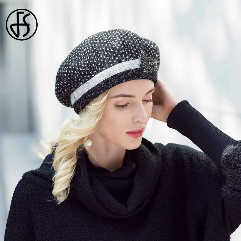 Top Trends: FS French Beret Hat For Women Warm Wool Hats 2023 Winter Beanie Caps Vintage Bowknot Black Beret Hats Elegant Ladies Casual Shoppable Styles - Image 5