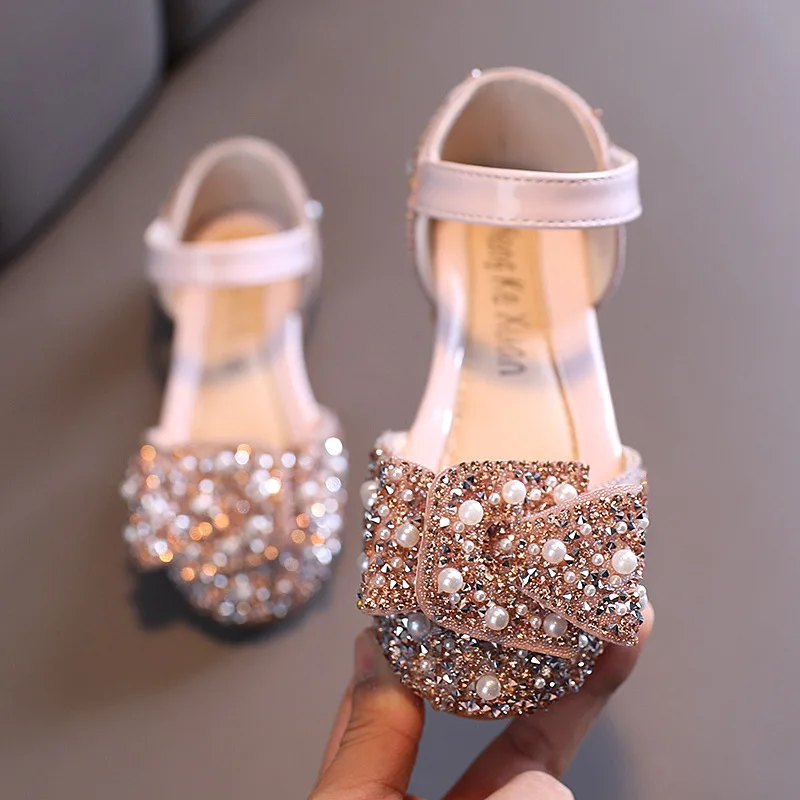 Top Trends: Summer Baby Girls Sandals Children Sandals Toddler Infant Kids Slip On Pearl Crystal Single Princess Roman Shoes Size 21-36 Shoppable Styles