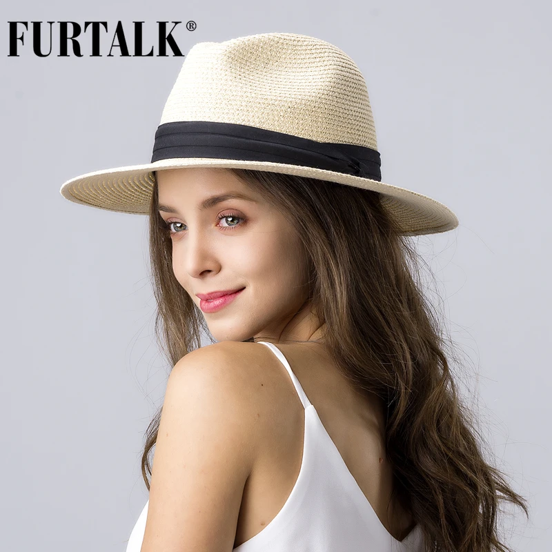 Top Trends: FURTALK Summer Hat For Women Men Panama Straw Hats Travel Beach Sun Hat Wide Brim Fedora Jazz Hat Shoppable Styles - Image 6