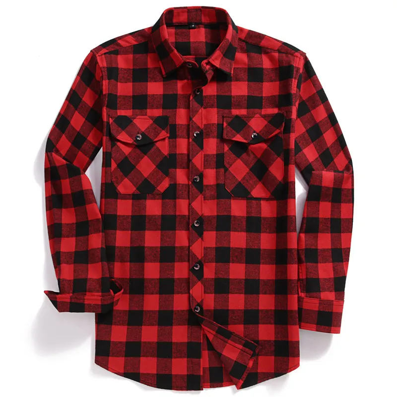 Top Trends: Fall Men's Flannel Plaid Long-Sleeved Casual Button Shirt USA Regular Fit Size S To 2XL, Classic Checkered, Double Pocket Design Shoppable Styles