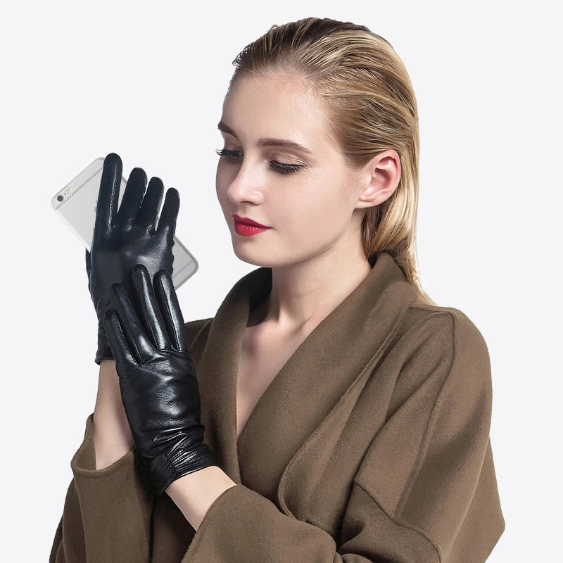 Top Trends: Real Leather Gloves Female Autumn Winter Plus Velvet Thicken Driving Sheepskin Thermal Women Gloves Genuine Leather 1251 Shoppable Styles - Image 4