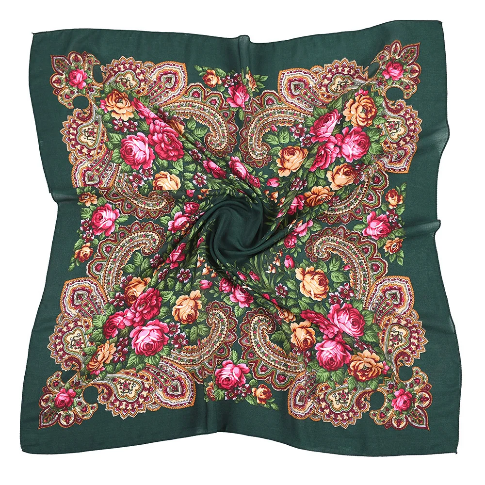 Top Trends: New National Russian Scarf Retro Floral Print Headband Women's Square Bandana Female Head Wraps Russia Handkerchief Shawls Shoppable Styles