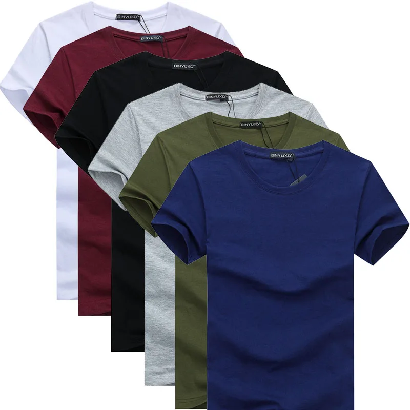 Top Trends: Oversized 6pcs / lot High Quality Men's T-Shirts Casual Short Sleeve T-shirt Mens Solid Casual Cotton Tee Shirt Summer Clothing Shoppable Styles