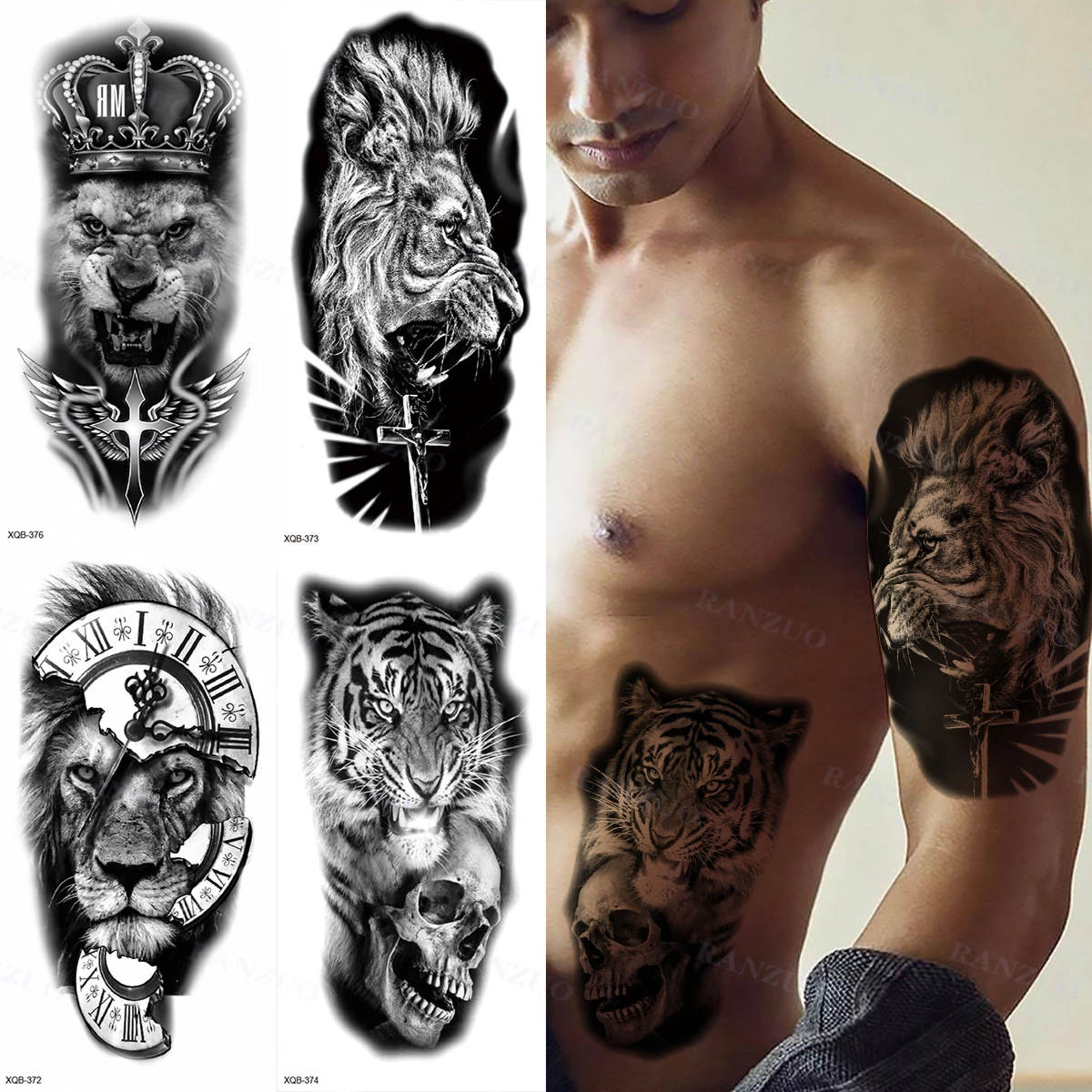 Top Trends: Waterproof Temporary Tattoo Sticker Big Tiger Lion Wolf Rose Arm Tattoo Hipster Tattoo Man Woman Tattoo Body Tattoo Art Tatuajes Shoppable Styles