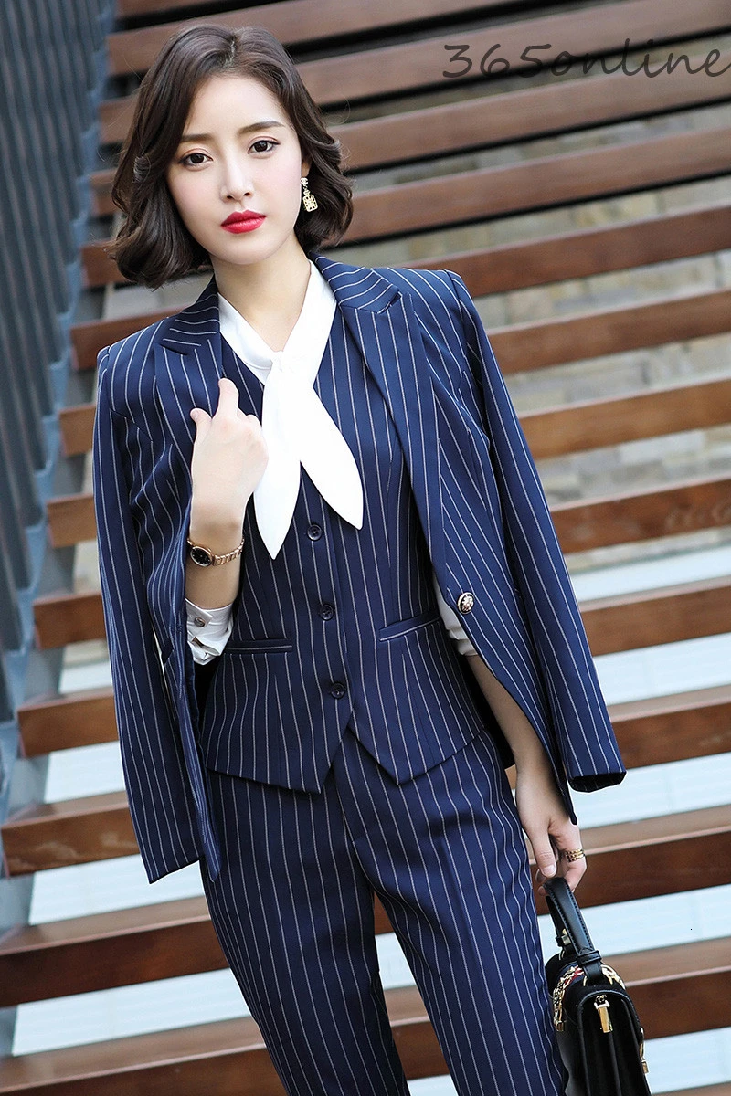 Top Trends: Formal Uniform Designs Women Business Suits Autumn Winter Elegant Striped For Ladies Office Work Wear OL Styles Blazers Shoppable Styles