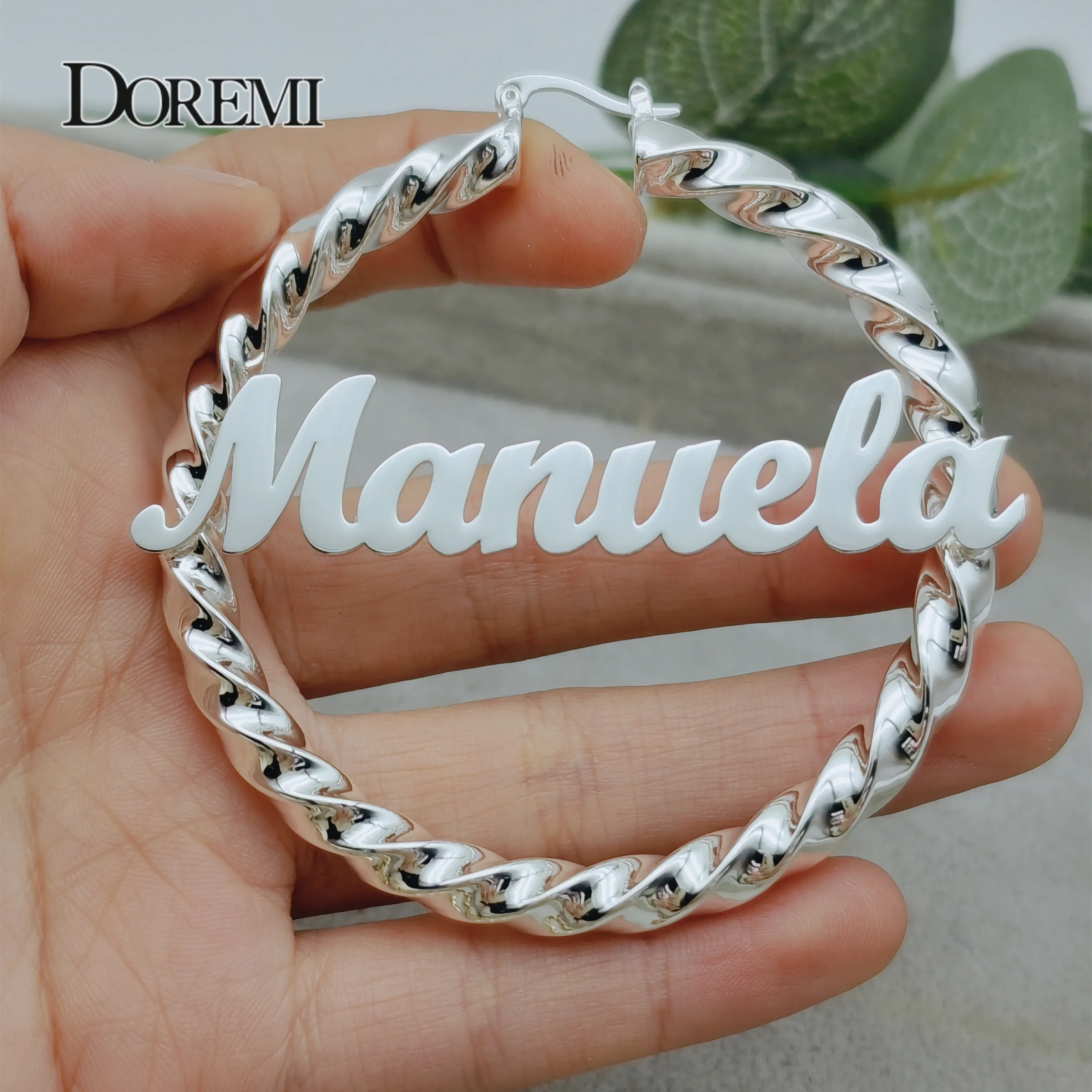 Top Trends: DOREMI 30 / 50 / 70 / 90MM Custom Name Earrings Big Hoops Earrings Stainless Hip Hop Style Earrings Custom Earrings For Women Gift Shoppable Styles - Image 5